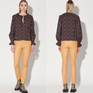 Cameron Top, Mosaic With stylish pleat details,retro,boho, sz M Walter Baker